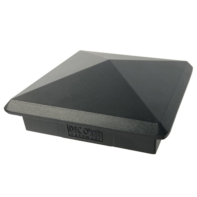 Decorex Hardware 3.5" x 3.5" Heavy Duty Aluminium Pyramid Post Cap for True/Actual 3.5" x 3.5" Wood Posts - Black (Works ONLY with Actual 3.5" x 3.5" Posts. Will NOT Work with Actual 4" x 4" Posts) - Image 1